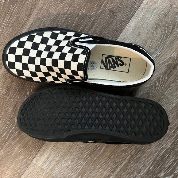 VANS Classic Slip-On Checkerboard on Black Shoe - SIZE 7 - Picture 2 of 3